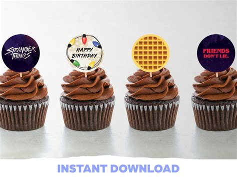 Stranger Things Cupcake Toppers or Round Stickers Avery 22807 Etsy