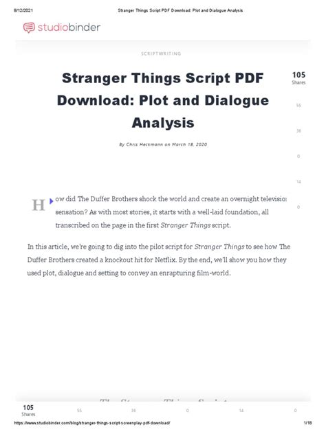 Stranger Things Script PDF Download Plot and Dialogue Analysis