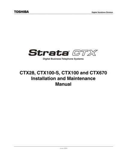 Strata CTX Installation & Maintenance Manual - YUMPU