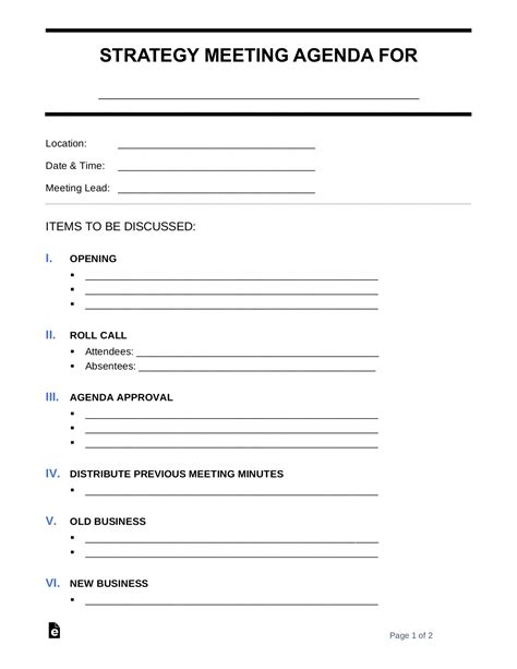 Strategy Meeting Agenda Template 10+ Free Word, PDF Documents