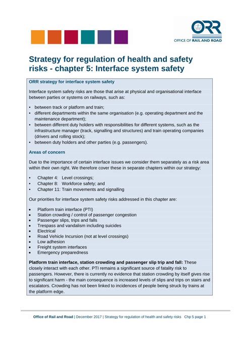 Strategy for regulation of health and safety risks