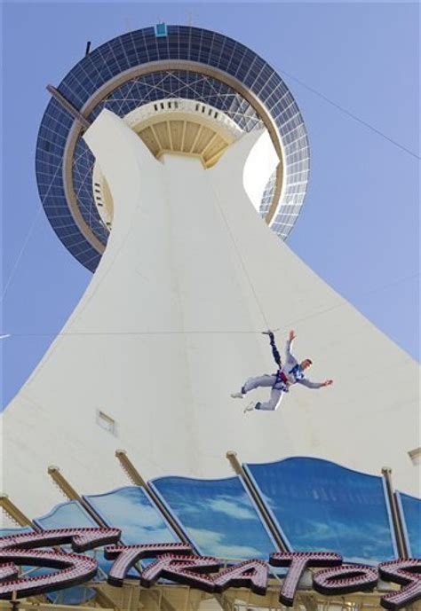 Stratosphere bungee jumping. Stratosphere’s SkyJump Las Vegas is the highest sky jump in the world. SkyJump Las Vegas is best described as a controlled plummet more than 800 feet, at a scream-inducing speed of up to 38 mph—all while enjoying breathtaking views of … 