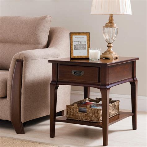 Stratus 24 in. Cherry Drawer End Table - The Home Depot