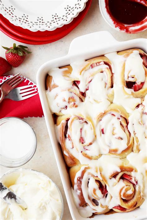 Strawberries and Cream Cinnamon Rolls - The Candid Appetite