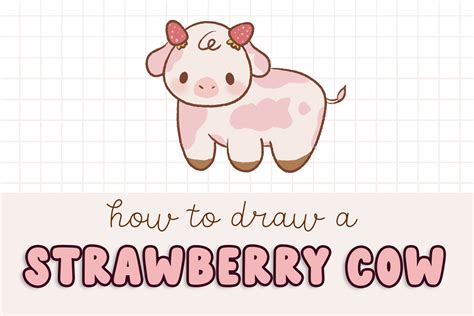 Strawberry Cow Cute easy drawings, Cute animal drawings kawaii, Cow