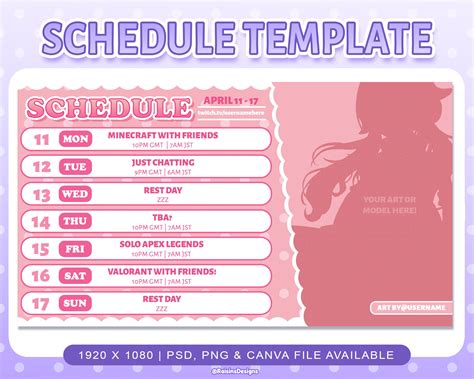 Streaming Schedule Template