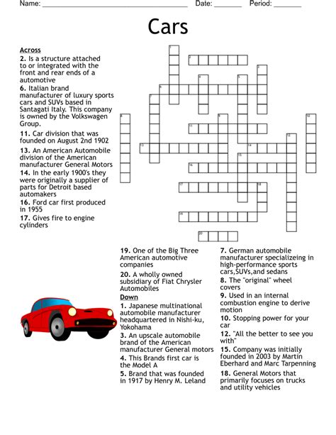 Street car chrysler crossword clue. 102 Answers for the clue Compact car on Crossword Clues, the ultimate guide to solving crosswords. Compact car (Crossword clue) ... CHRYSLER NEON (8,4) FORD FAIRMONT (4,8) HOLDEN APOLLO (6,6) MAPLE MARINDO (5,7) MAZDA FAMILIA (5,7) MERCURY TOPAZ (7,5) NISSAN ALTIMA (6,6) 