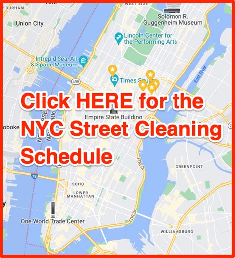Street cleaning map nyc. Know the holidays that suspend Alternate Side Parking rules. If you don’t move your car for street cleaning hours, a parking ticket in Manhattan on 96th street and south of it will cost you $65 ... 