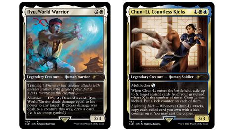 Street fighter magic the gathering. The Street Fighter cards feature eight playable fighters from Street Fighter II. These are E. Honda, Ryu, Ken, Blanka, Zangief, Guile, Dhalsim, and Chun-Li. Each card features special abilities ... 