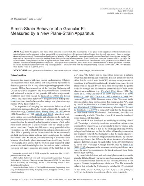 Stress-Strain Behavior of a Granular Fill Measured by a New …