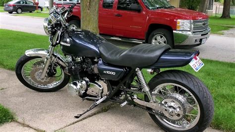this is a 77 kz 1000. it runs good. new dyna S ignition, coils, wires, plugs. blue pearl paint. drag bars, hard tail, new seat, sidewinder vance an hines, stretched 9 inches with a …