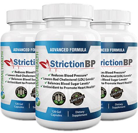  Striction BP is a natural dietary supplement. It is designed to support healthy blood pressure levels. The formula combines Ceylon cinnamon and Magnesium Malate. The product is made in FDA-approved facilities. It contains no artificial additives or fillers. Striction BP is safe for vegetarians and vegans. .