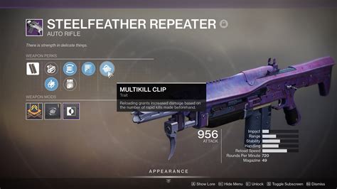 Strident whistle god roll. In-depth stats on what perks, weapons, and more are most popular among the global Destiny 2 Community to help you find your personal God Roll. God Roll Finder Flexible tool to find which weapons can drop with specific combinations of perks. Tons of filters to drill to specifically what you're looking for. Roll Appraiser Assess your entire ... 