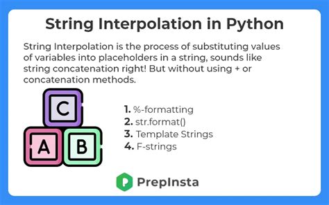String interpolation in python. 9 Sept 2019 ... In both versions we take the string "Hello, {}" , where the curly braces are a placeholder. Then we interpolate (insert) the string assigned to ... 
