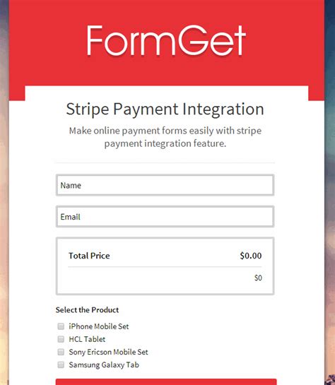 Stripe Integration Create Online Payment Forms FormGet