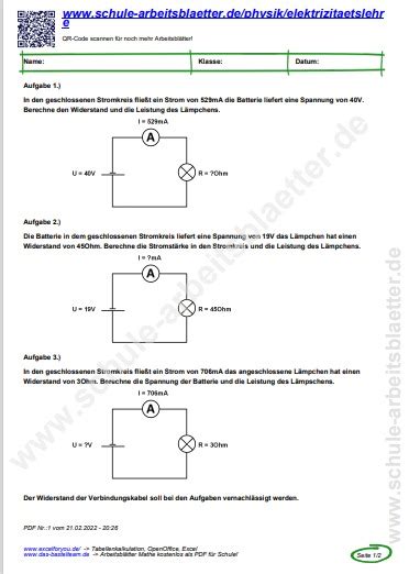 Stromkreise aufgaben mit lösungen pdf