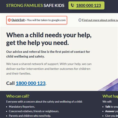 Strong Families Safe Kids Advice and Referral Line …