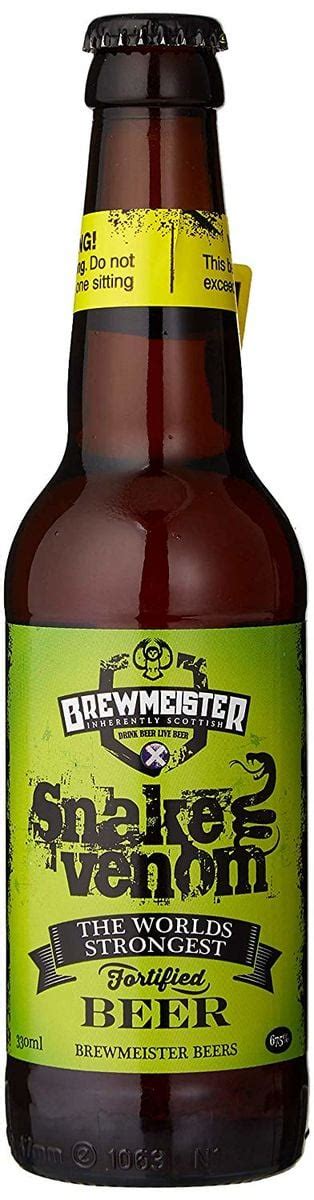 Strongest beer in the world. Photo: Courtesy of Brewmeister. Scottish brewery Brewmeister has made the strongest beer in the world, clocking in at 67.5 percent ABV. The subtly named Snake Venom is brewed with a one-two punch ... 