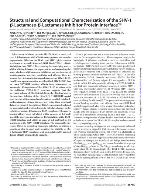 Structural Biochemical And Computational Characterization Of Beta Lactamase Blip Interactions