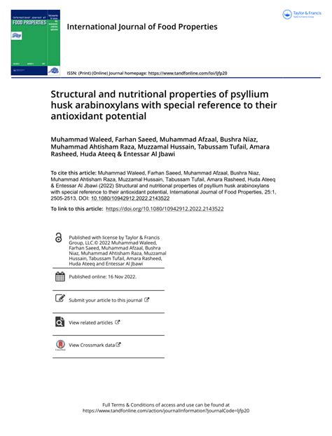 Structural and nutritional properties of psyllium husk …