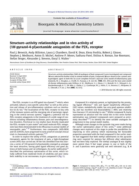 Structureâ Activity Relationships and in Vivo Evaluation of …