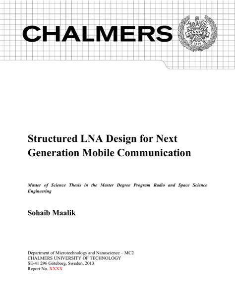 Structured LNA Design for Next Generation Mobile …