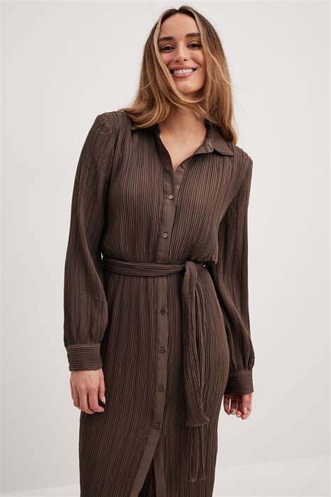 Structured Shirt Midi Dress Brown NA-KD