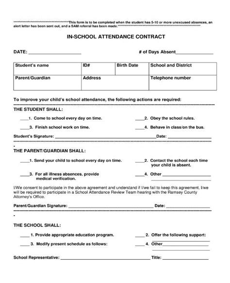 Student Attendance Contract Examples 9+ Templates in PDF Examples