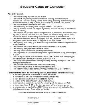 Student Code of Conduct in Word and Pdf formats page 18 of 40