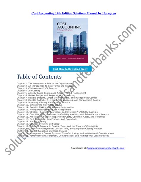 Student Cost 14th Solutions Edition Accounting Manual For