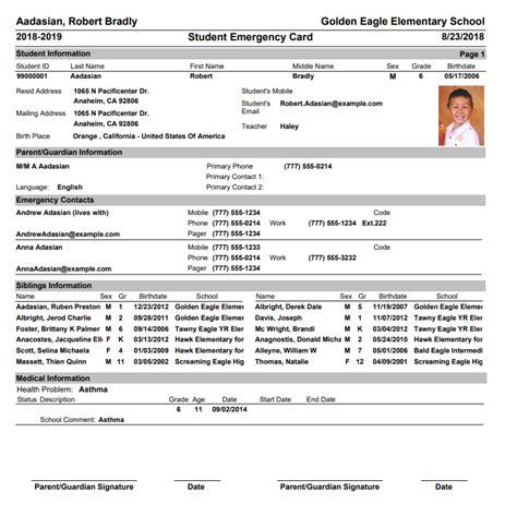 Student Data Reports Student Withdrawal, Student Data, Emergency Card