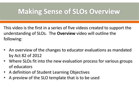 Student Learning Objectives: Making Sense of SLOs