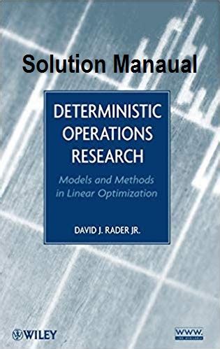 Student Operations Research Manual Solution For Deterministic