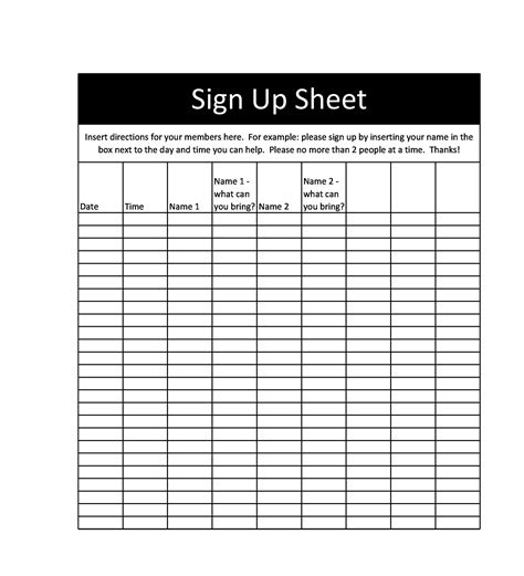 Student Organization Signup Sheet Template in Excel, Google Sheets