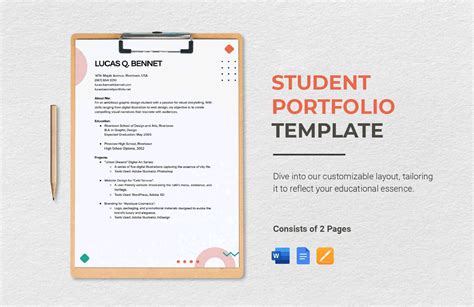 Student Portfolio Template in Word Pages Google Docs Download