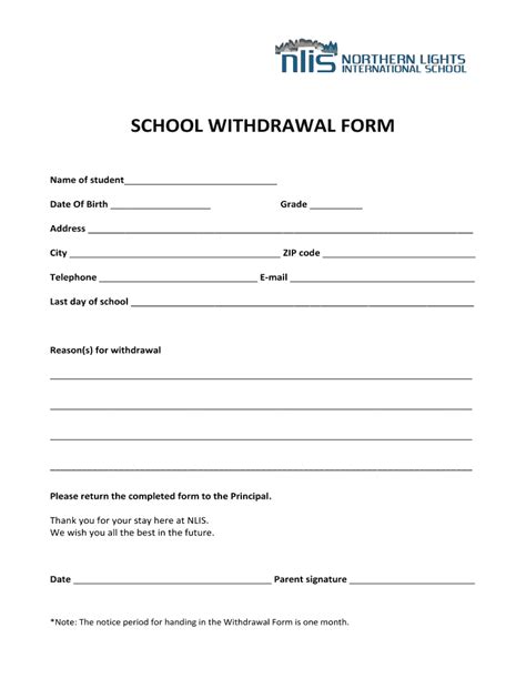 Student Withdrawal Form Template Fill Out and Sign Printable PDF