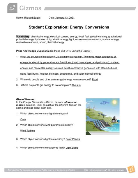 Student exploration guide answer key energy conversion. - Il primo clarinetto una guida pratica.