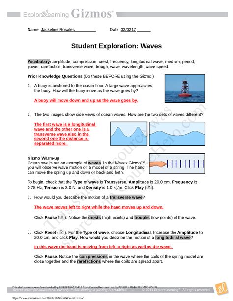 Student Exploration - Waves Gizmo.docx. Solutions Available. Everglades High School. SCIENCE 126. Gizmo+-+Waves.pdf. Solutions Available. Hilliard Darby High School. MATH 500040. WavesGizmo. Solutions Available. East Early College H S. PHYS-1307 6172-21542. Amarbir Janda - Gizmo_ Waves.pdf.