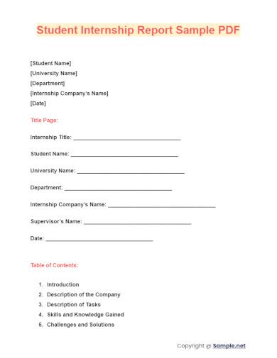 Student internship report sample pdf.  It is used as evidence of the work and ex...