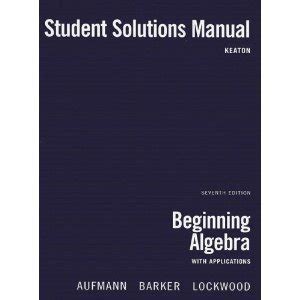 Students Solutions Manual For Beginning Algebra By M