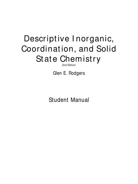 Students manual for inorganic coordination and solid state. - El gran teatro del mundo (extasis / ecstasy).