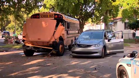 Students safe following school bus collision with van in Miami