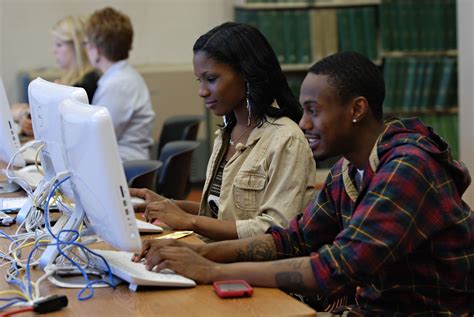 Students work in the computer lab in Johann Memorial Library on the