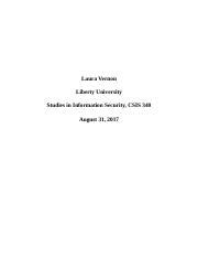 Studies in Information Security – CSIS 340 - Liberty University Online