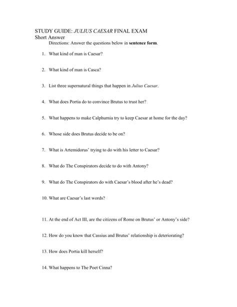 Study Final Julius Guide Exam Caesar