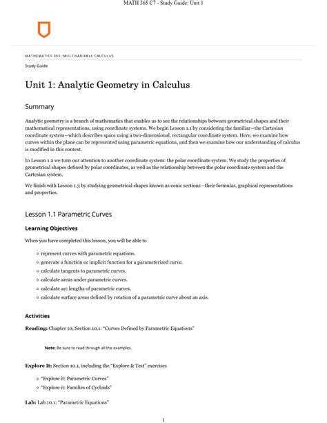 Study Geometry 3 A Part Analytic Guide Unit Answers