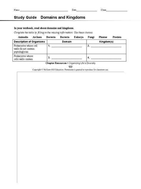 Study Guide Domains And Kingdoms