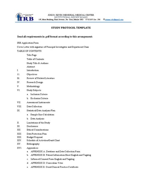 Study Protocol Template PDF