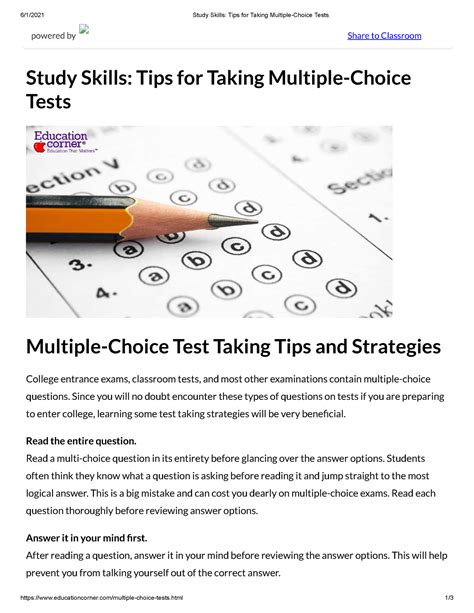 Study Skills: Tips for Taking Multiple-Choice Tests