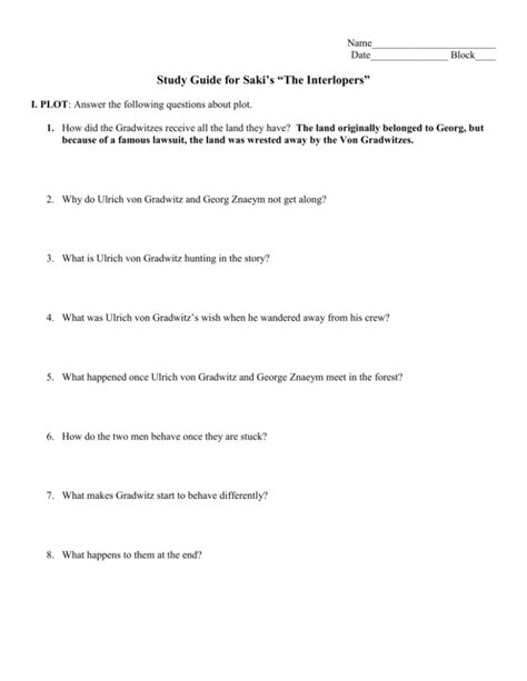 Study The Answer Guide Interlopers For